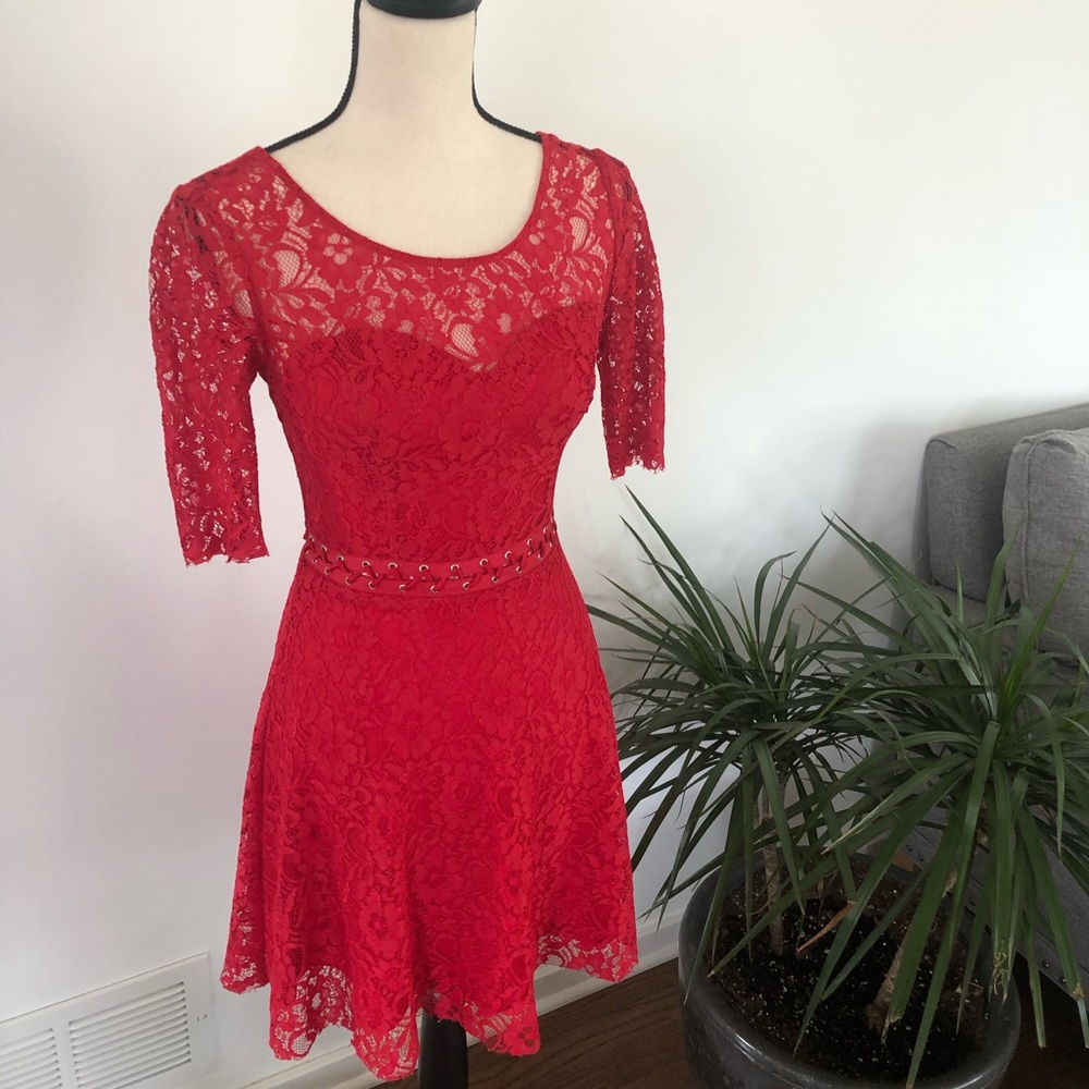GUESS Red Lace Dress